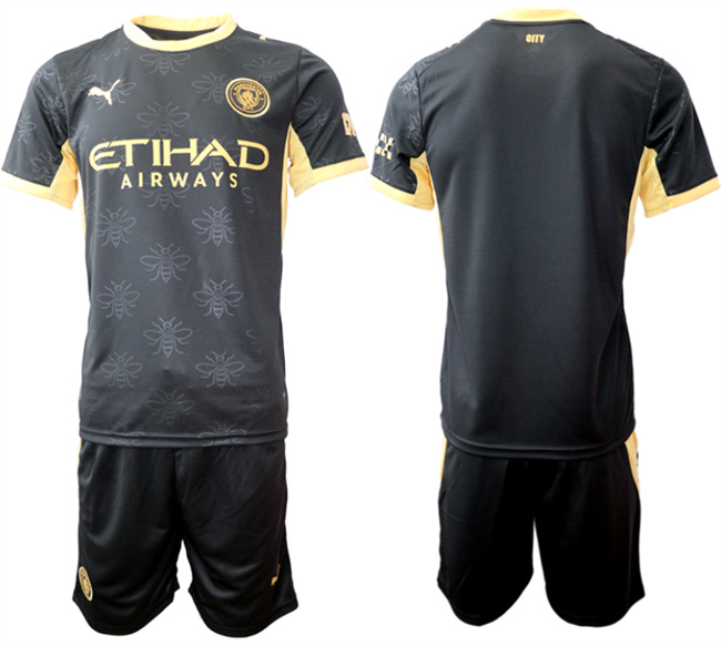 Men's Manchester City Blank 2026/27 Black Away Soccer Jersey Suit